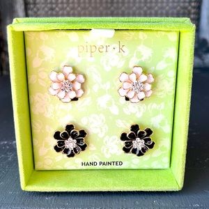 Hand painted Spring Floral Piper K Earrings Gift Set